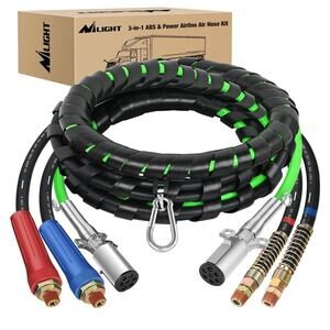 12FT 3 in 1 ABS & Power Air Line Hose Assembly Kit Heavy Duty